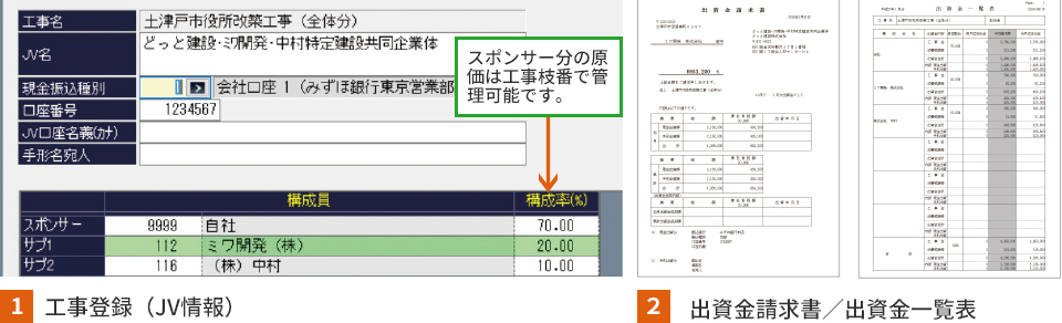 JV管理機能の画面イメージ