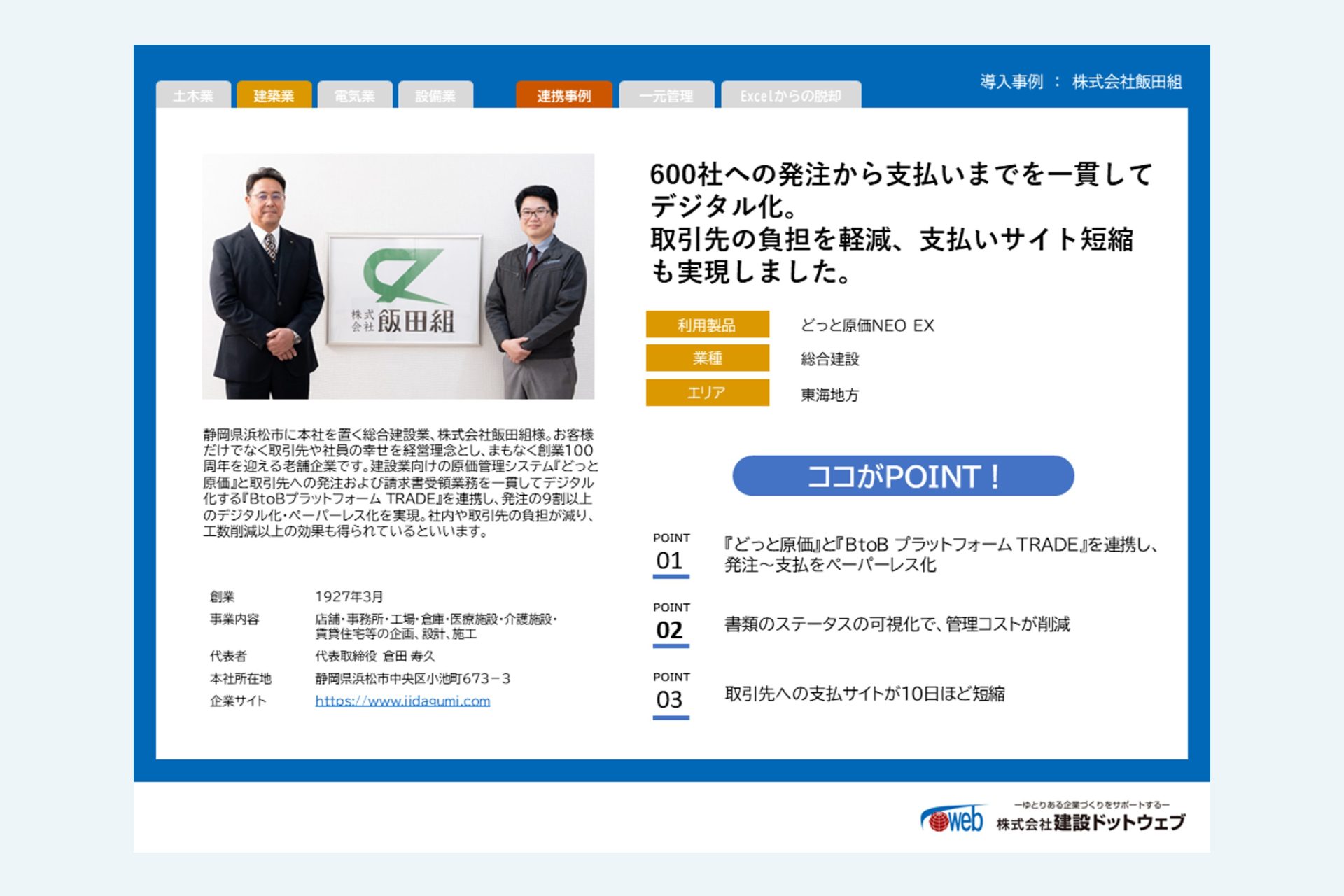 株式会社飯田組 導入事例